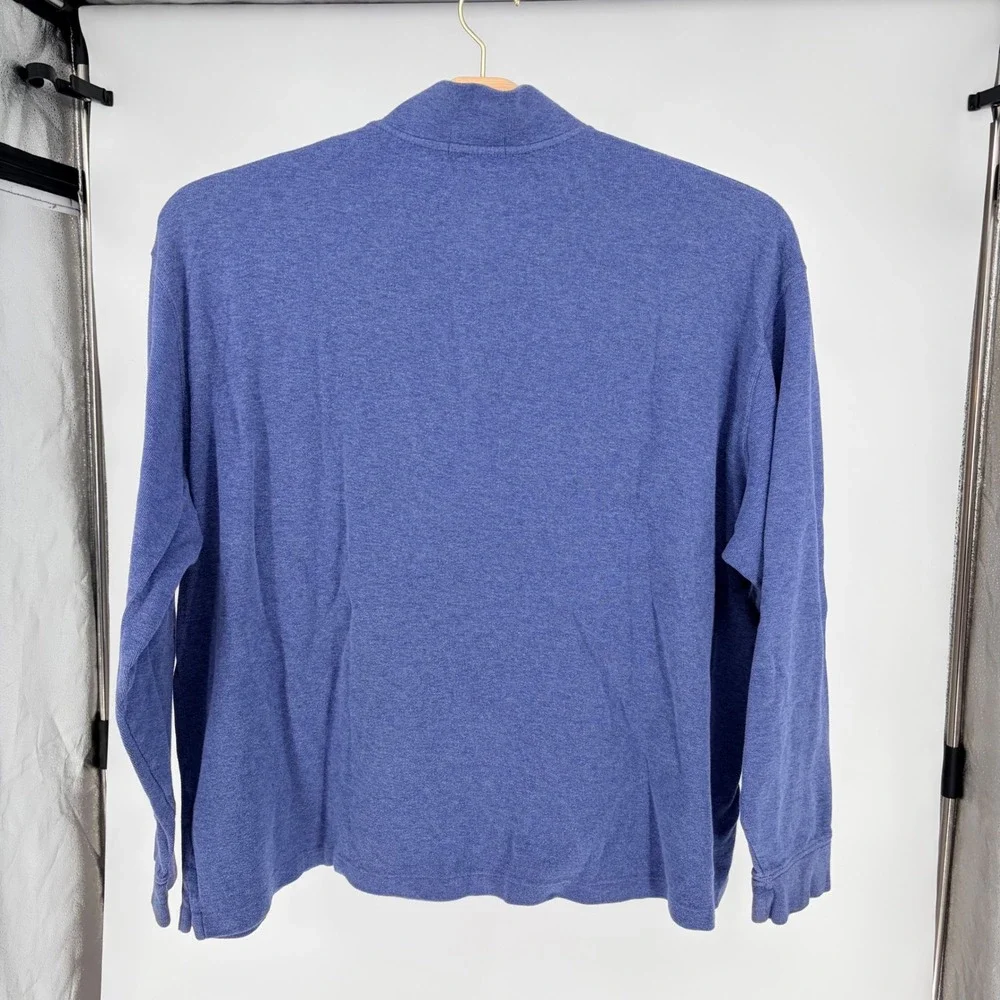 Polo Ralph Lauren Quarter Zip Pullover 3XLT Blue Estate Rib Cotton Mock Neck